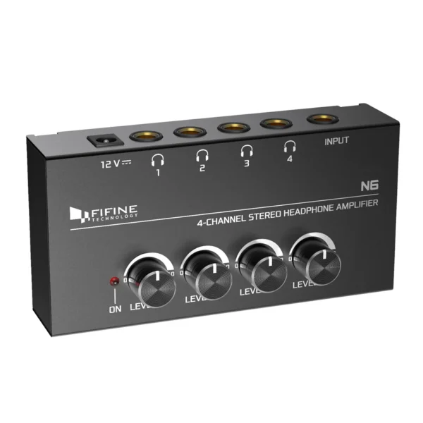 Fifine Headphone Amplifier 4 Channels Metal Stereo Audio Amplifier